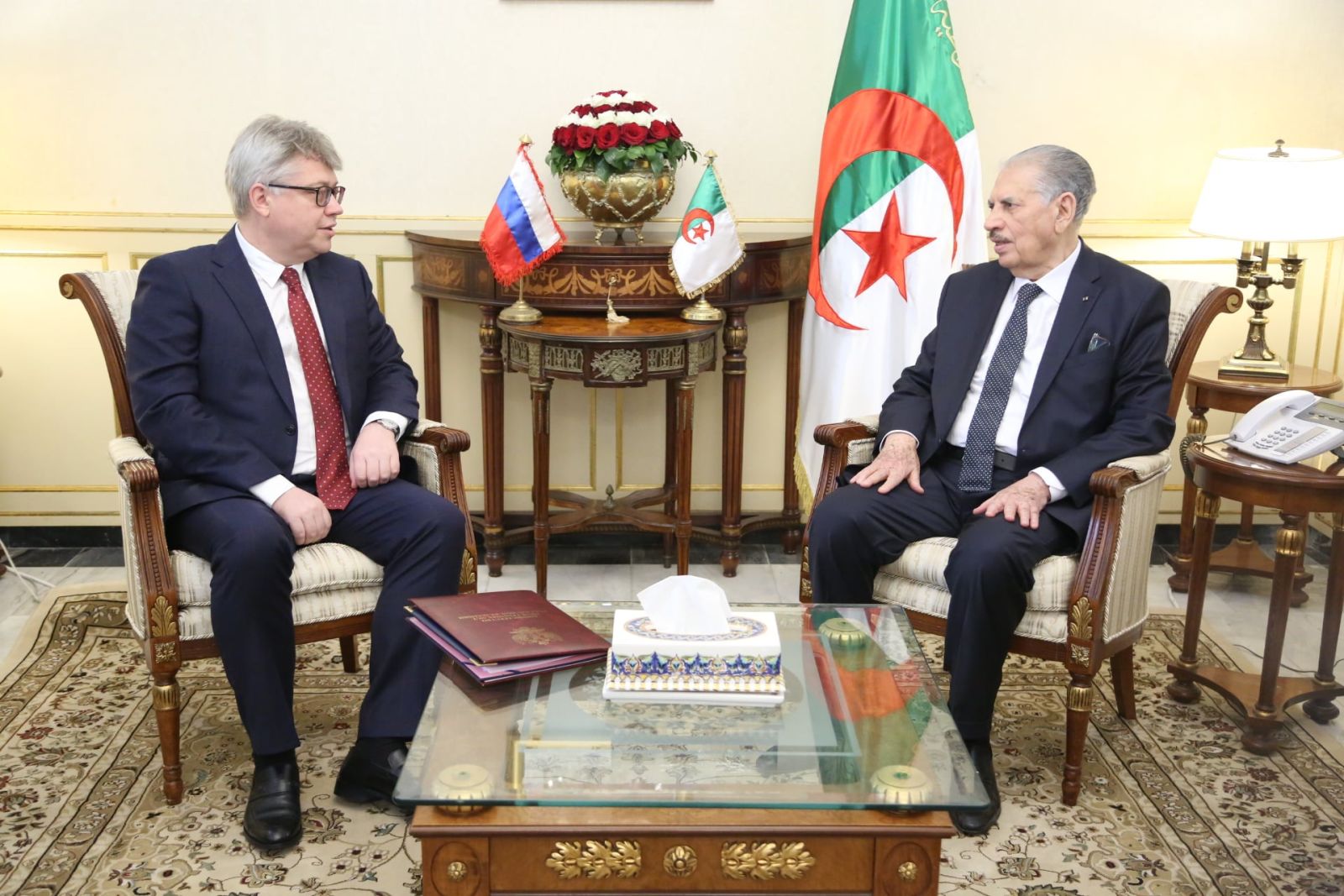 السيد صالح قوجيل، رئيس مجلس الأمة يستقبل سعادة السيد إيڨور بيلاييف، سفير روسيا بالجزائر