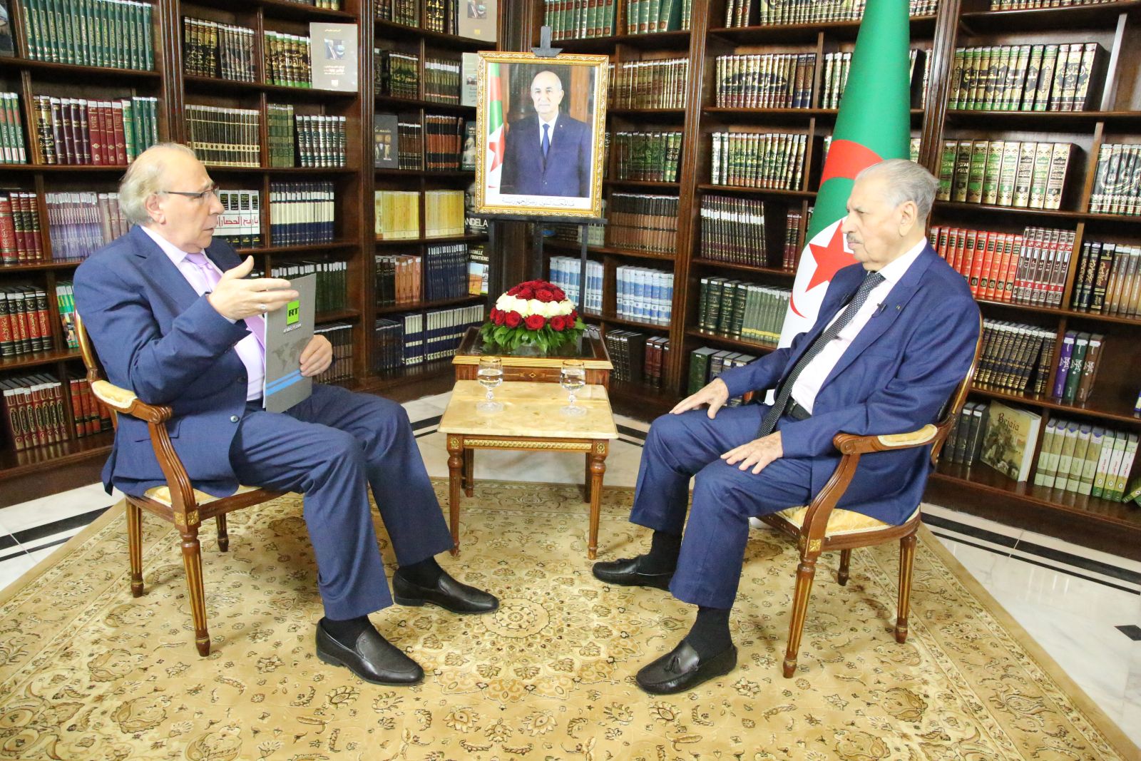 رئيس مجلس الأمة السيد صالح قوجيل يجري حوارا صحفيا مع قناة روسيا اليوم