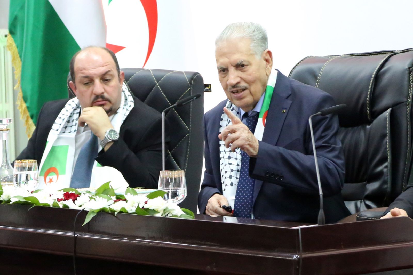خلال إلقائه محاضرة بكلية العلوم السياسية والعلاقات الدولية بجامعة الجزائر 3، بمناسبة إحياء الذكرى الخامسة والثلاثين (35) لإعلان قيام دولة فلسطين من الجزائر..