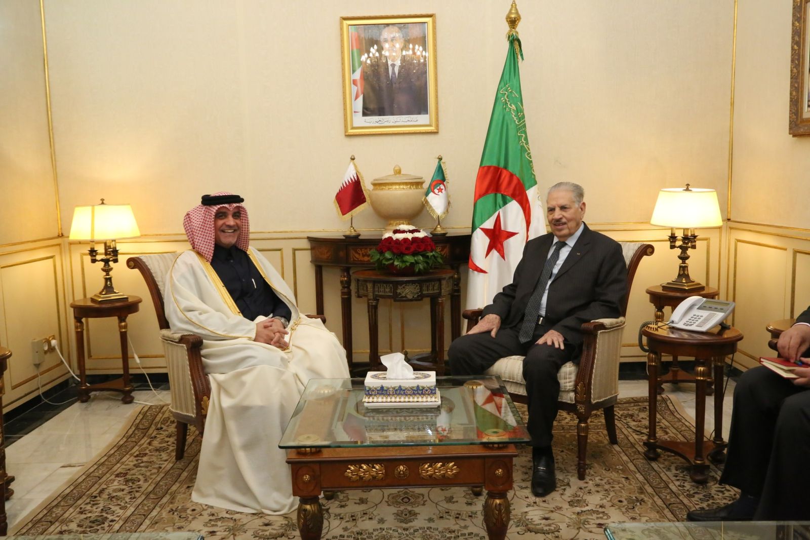 السيد صالح ڨوجيل، رئيس مجلس الأمة يستقبل سعادة السيد عبد العزيز علي النعمه، سفير دولة قطر لدى الجزائر